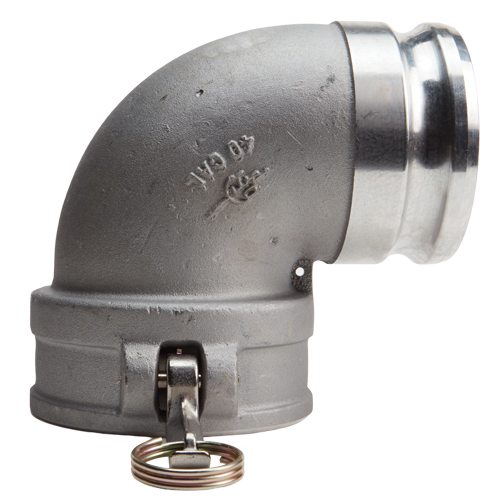 90 Degree Elbow Aluminum 4" Male Camlock Fitting x 4" Female Camlock (USA)